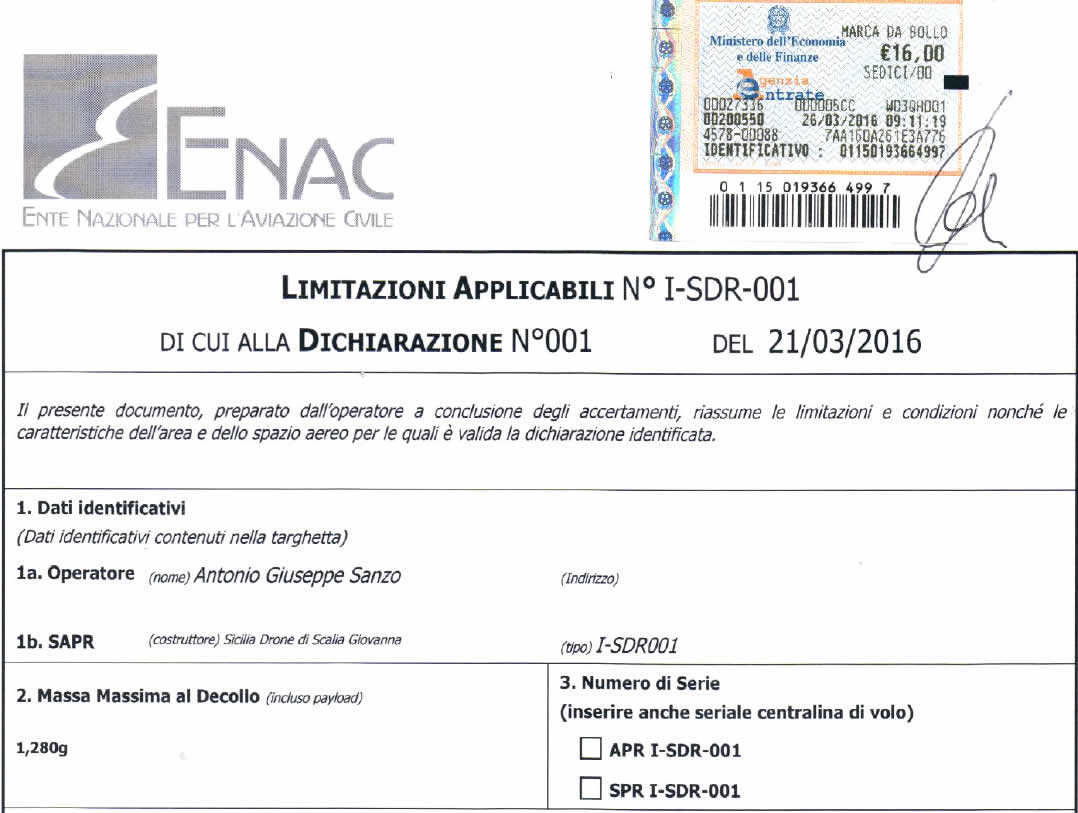 drone certificato italia